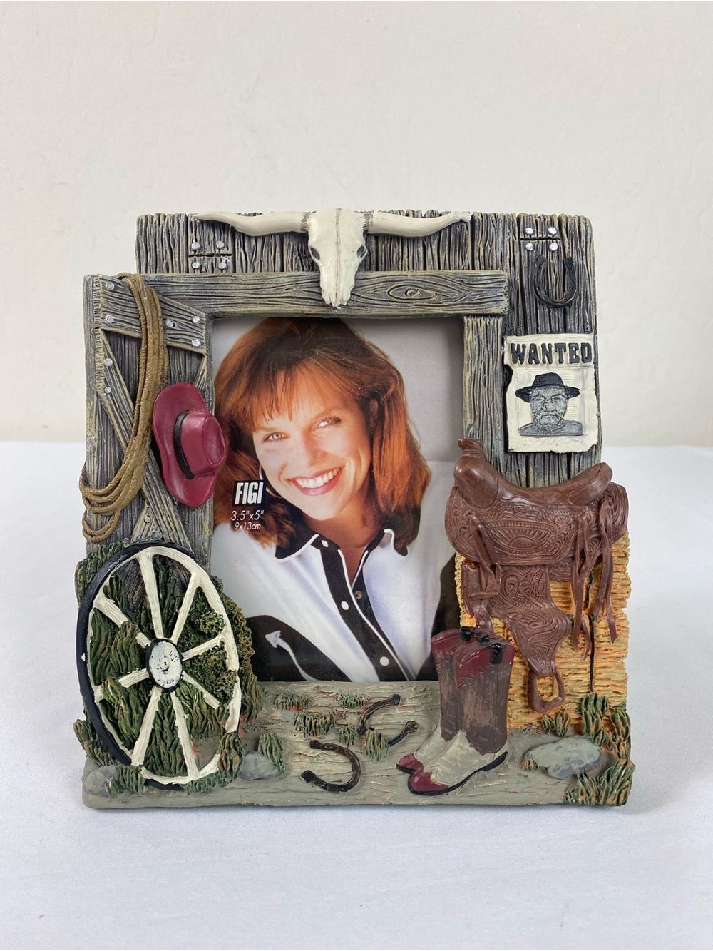 Western-Themed Resin Photo Frame 3.5” x 5”    VTG 90s